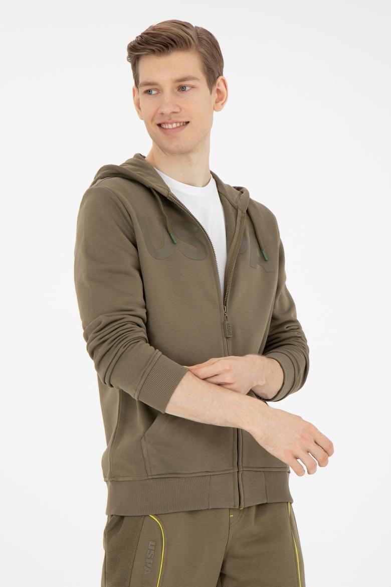 Erkek Haki Örme Hırka