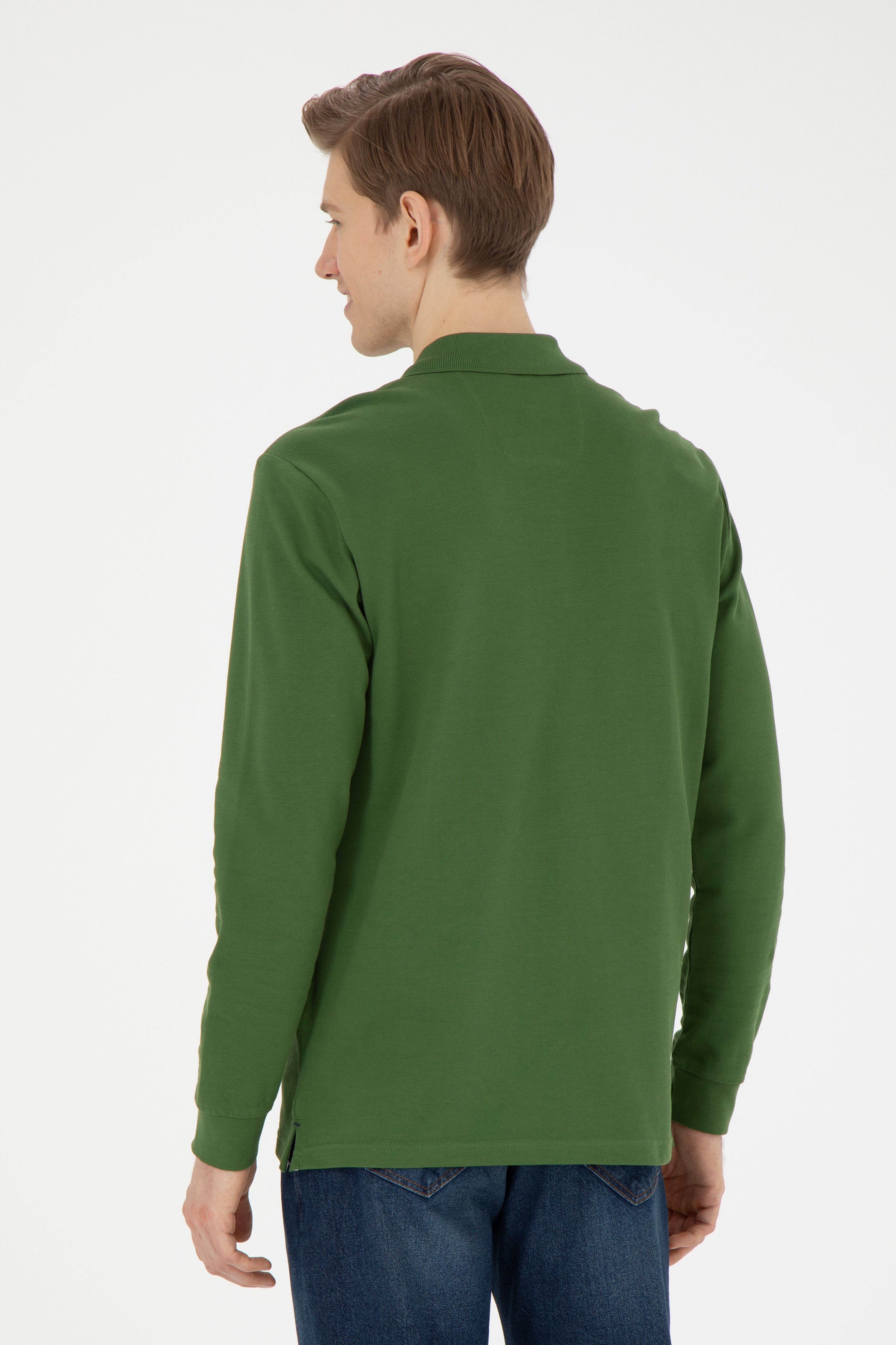 Erkek Yeşil Basic Sweatshirt - Image 5