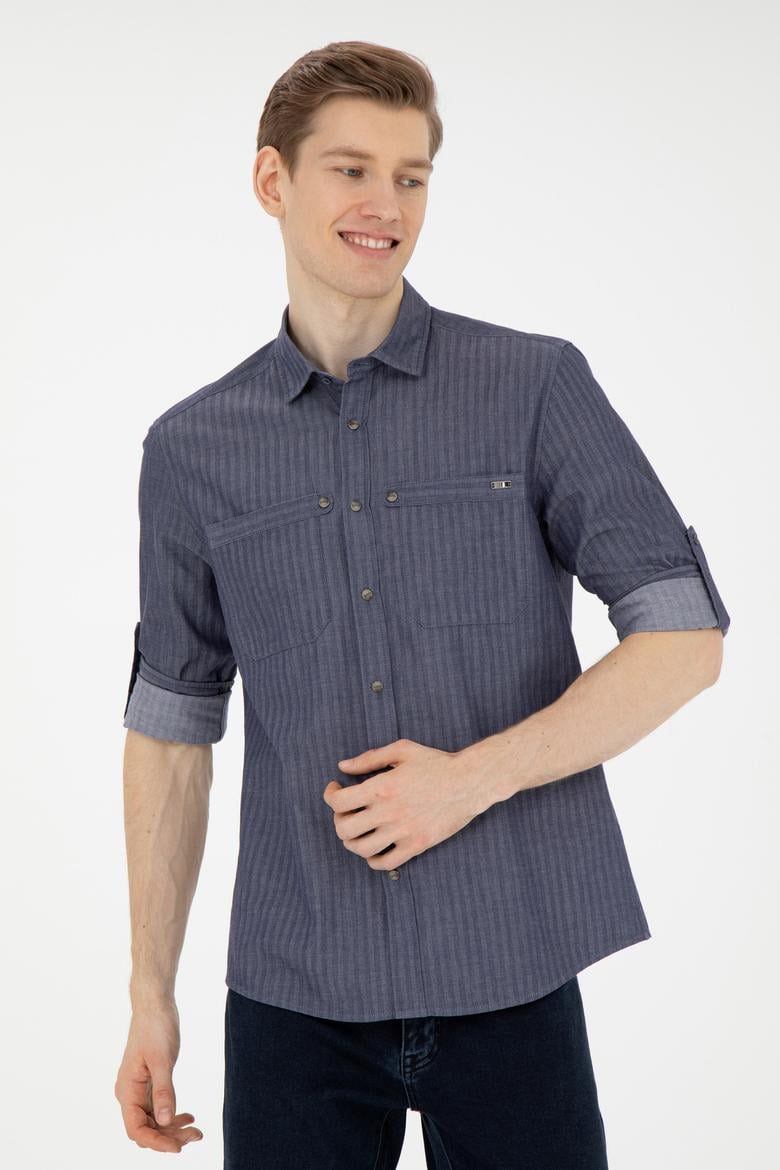 Erkek Lacivert Uzun Kollu Gömlek - 50272292008