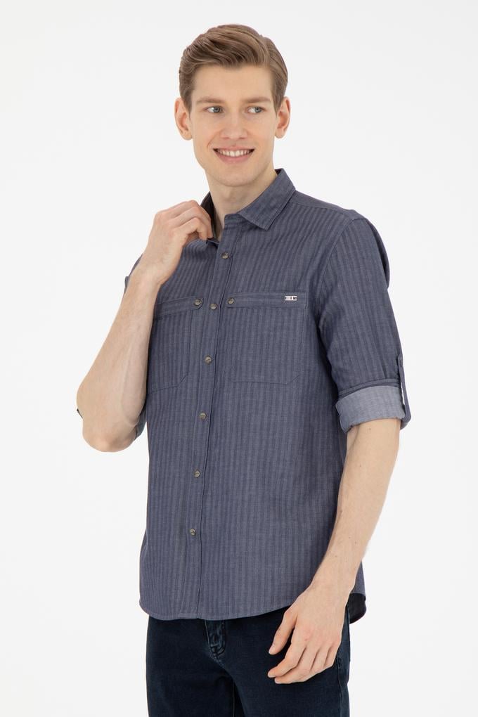Erkek Lacivert Uzun Kollu Gömlek