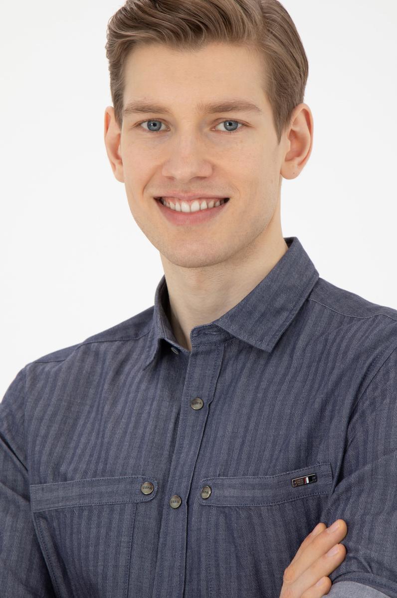 Erkek Lacivert Uzun Kollu Gömlek