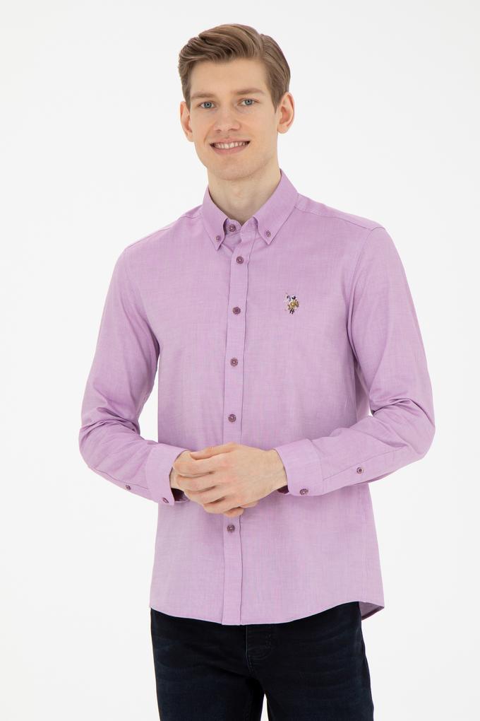 Erkek Violet Uzun Kollu Basic Gömlek