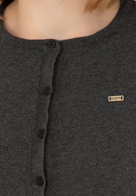 Kadın Antrasit Melanj Basic Triko Hırka - 50269011034