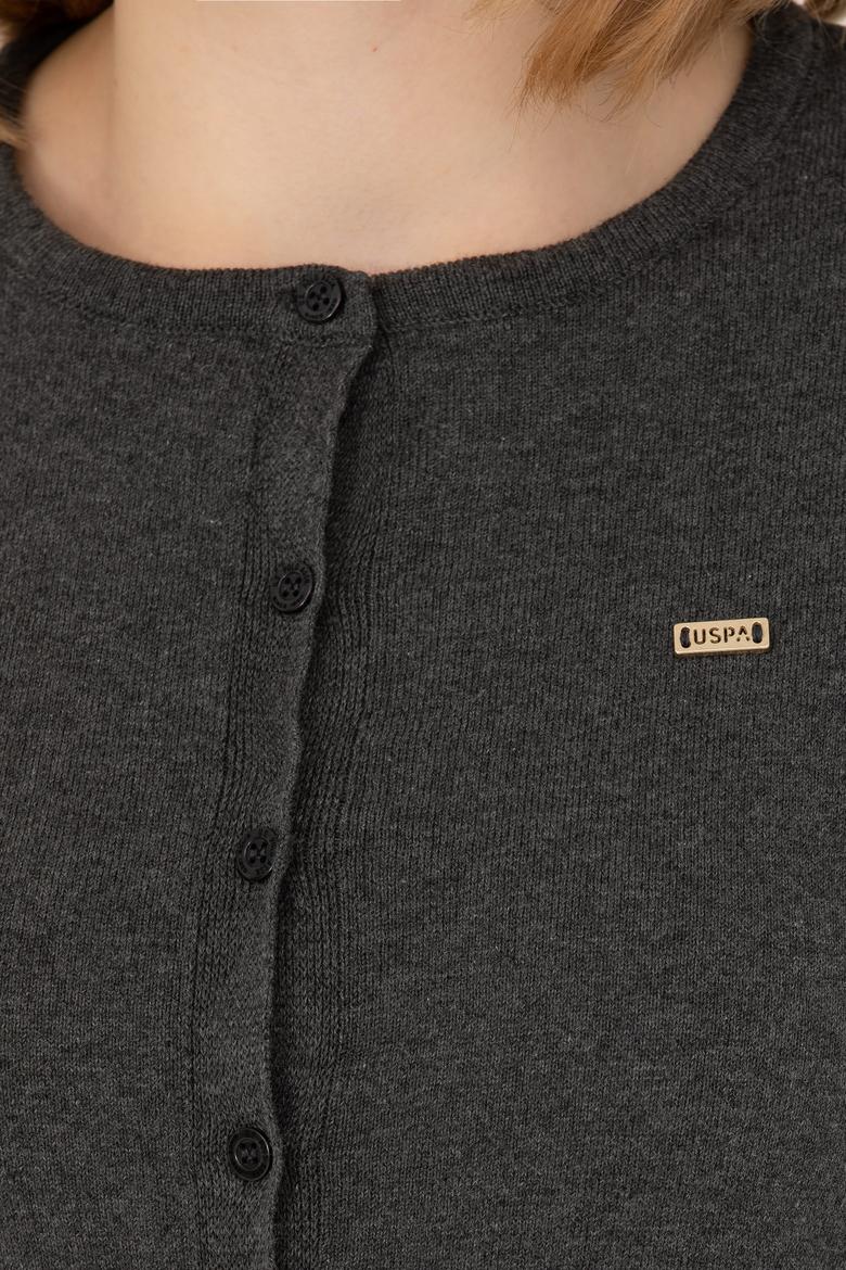 Kadın Antrasit Melanj Basic Triko Hırka - 50269011034