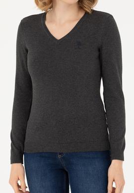 Kadın Antrasit Melanj Basic Kazak - 50269014040