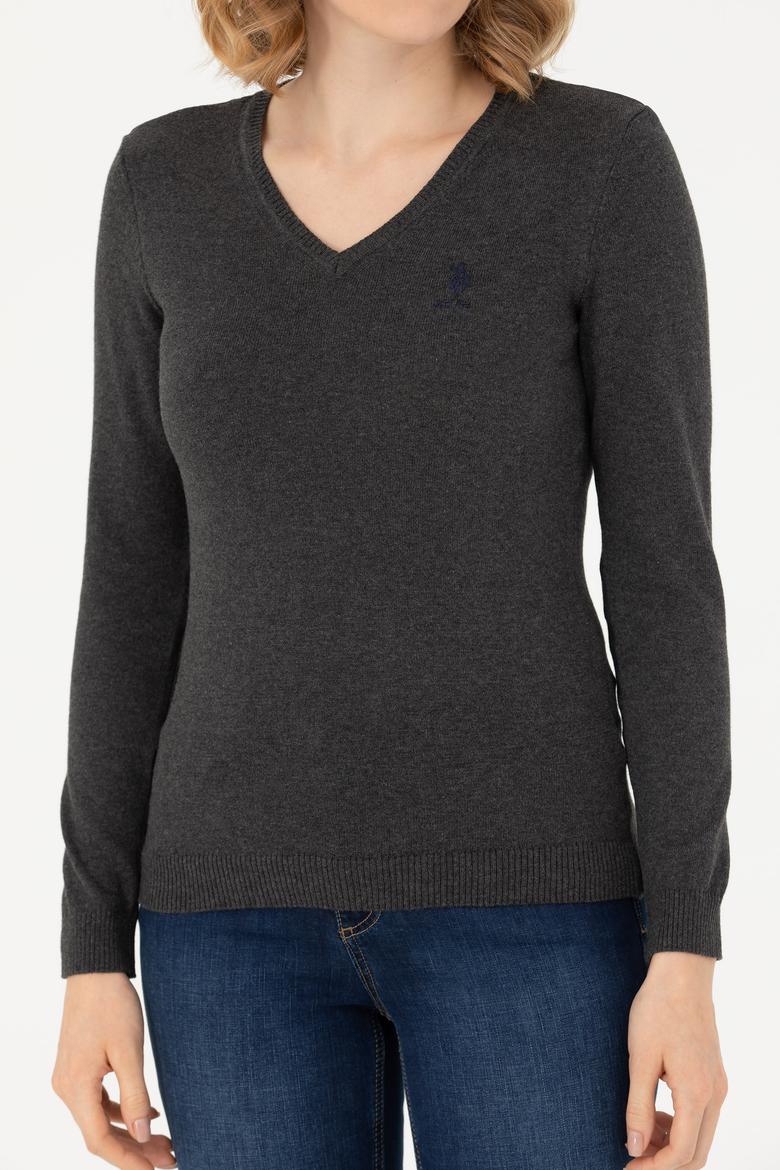 Kadın Antrasit Melanj Basic Kazak - 50269014040