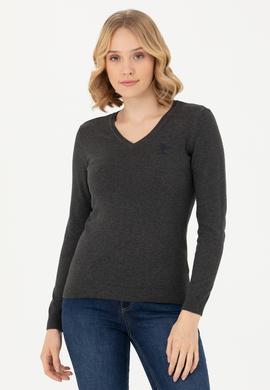 Kadın Antrasit Melanj Basic Kazak - 50269014040