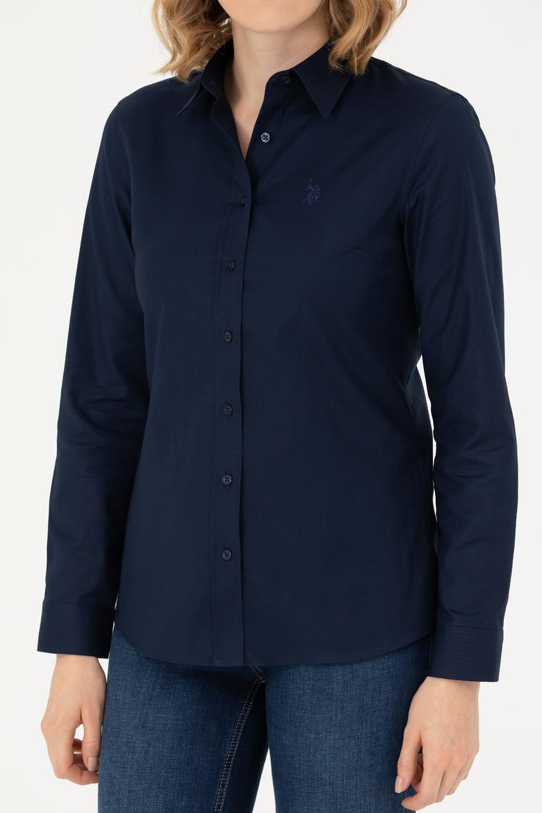 Kadın Lacivert Uzun Kollu Basic Gömlek - 50271262019