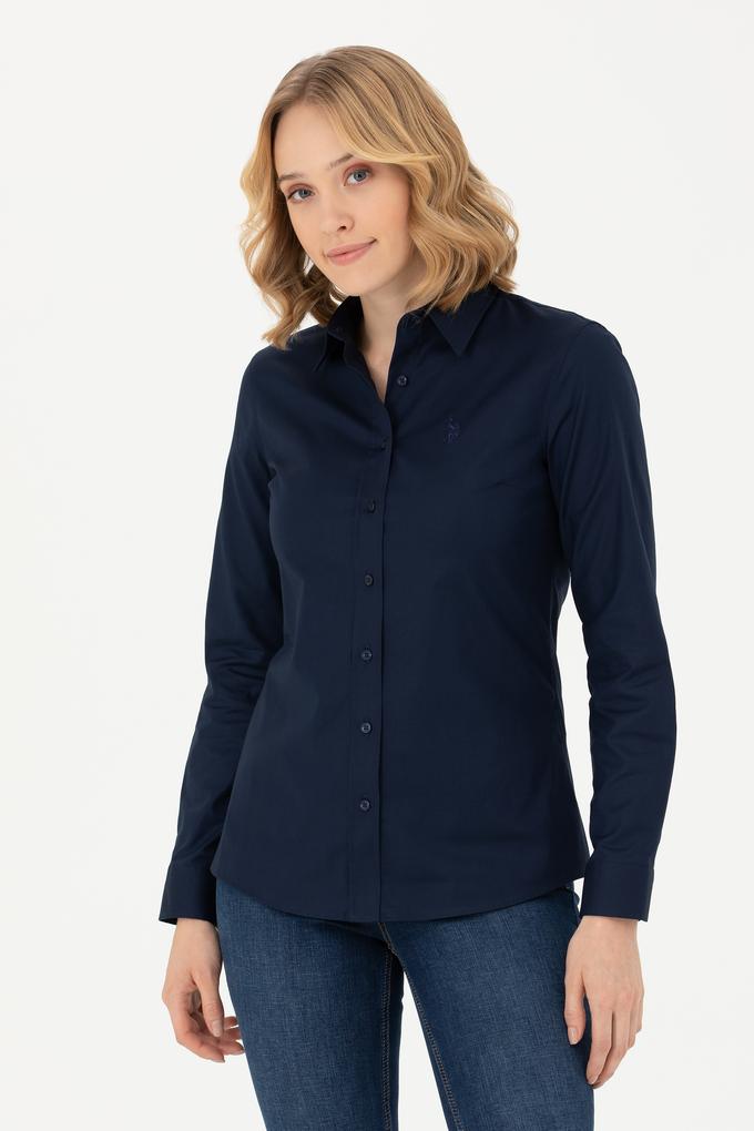 Kadın Lacivert Uzun Kollu Basic Gömlek