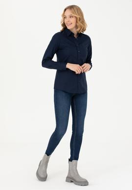 Kadın Lacivert Uzun Kollu Basic Gömlek - 50271262019