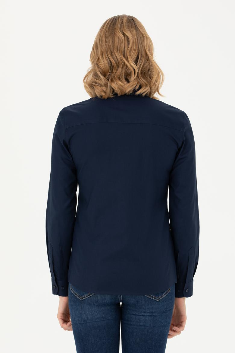 Kadın Lacivert Uzun Kollu Basic Gömlek - 50271262019