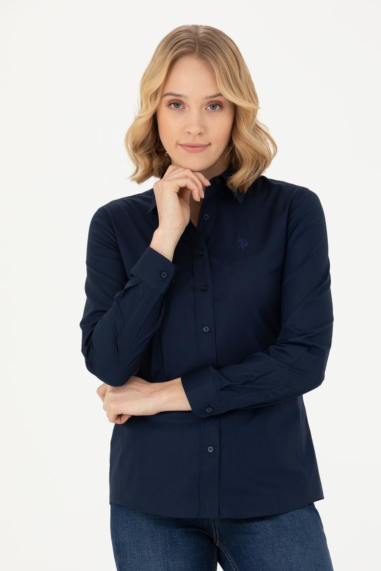 Kadın Lacivert Uzun Kollu Basic Gömlek - 50271262019