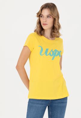 Kadın Sarı Bisiklet Yaka Tişört - 50265676059