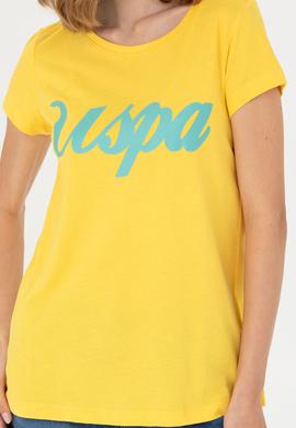 Kadın Sarı Bisiklet Yaka Tişört - 50265676059