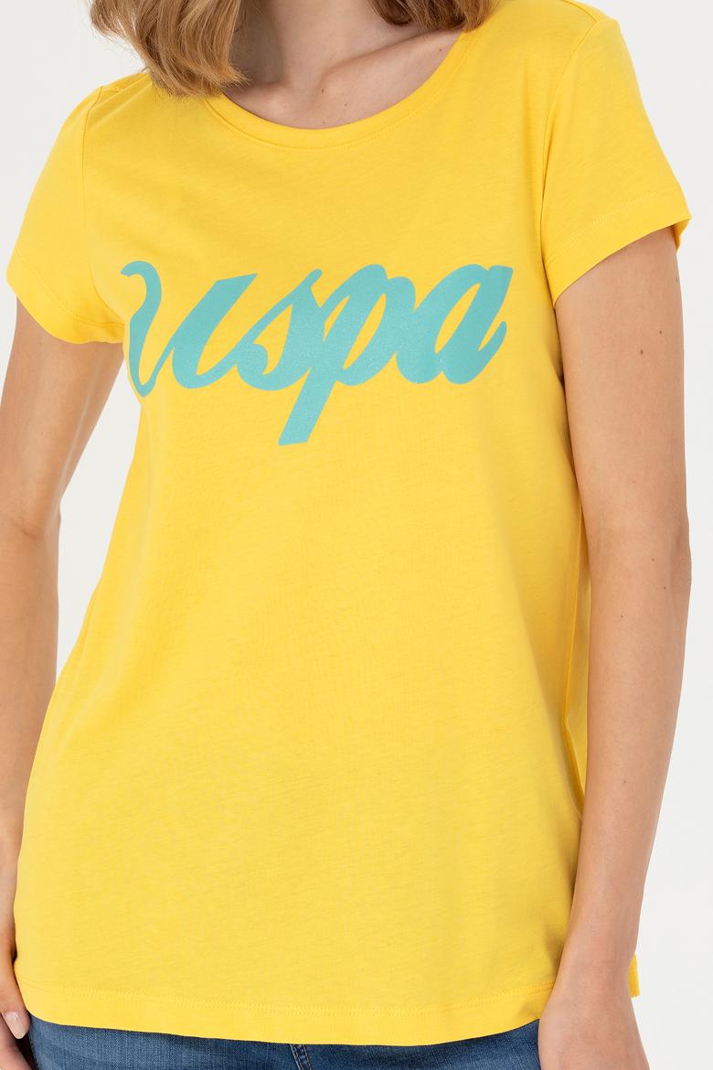 Kadın Sarı Bisiklet Yaka Tişört - 50265676059