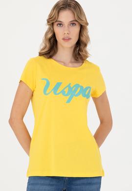 Kadın Sarı Bisiklet Yaka Tişört - 50265676059