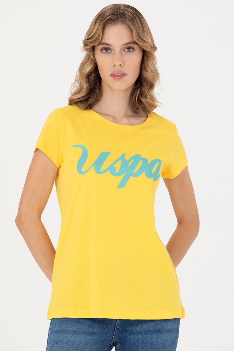 Kadın Sarı Bisiklet Yaka Tişört - 50265676059