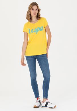 Kadın Sarı Bisiklet Yaka Tişört - 50265676059