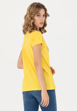 Kadın Sarı Bisiklet Yaka Tişört - 50265676059