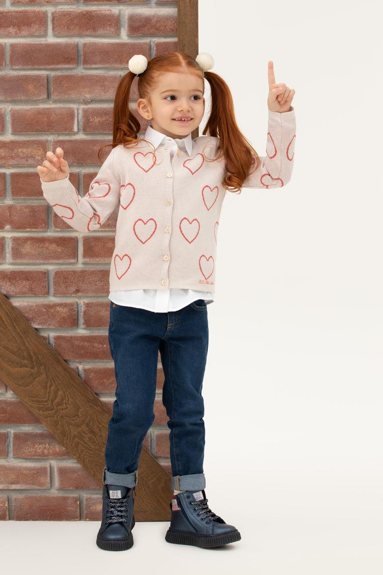 Kız Çocuk Krem Triko Hırka - 50277084017