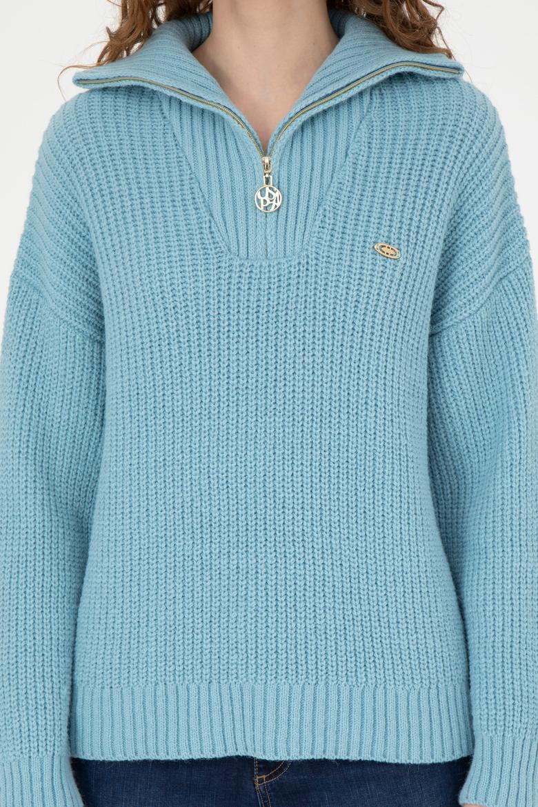 Kadın Mavi V Yaka Kazak - 50277299038