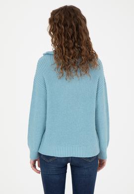 Kadın Mavi V Yaka Kazak - 50277299038