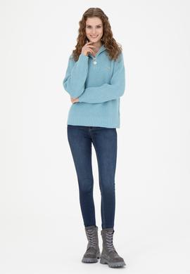 Kadın Mavi V Yaka Kazak - 50277299038