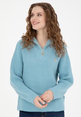 Kadın Mavi V Yaka Kazak - 50277299038