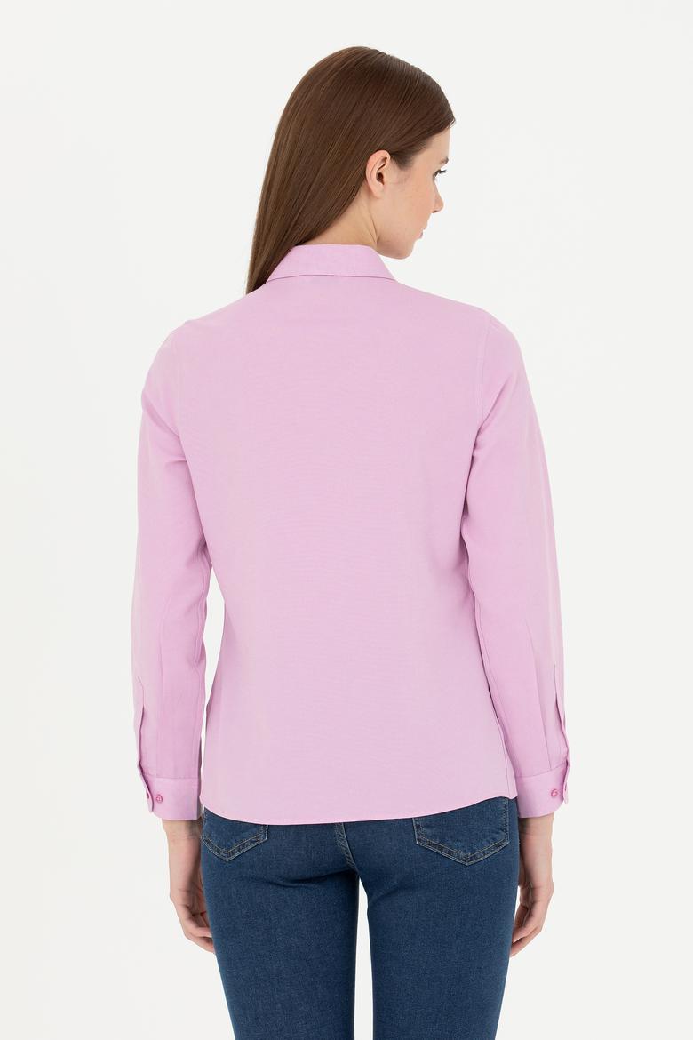 Kadın Menekşe Uzun Kollu Basic Gömlek - 50288851147