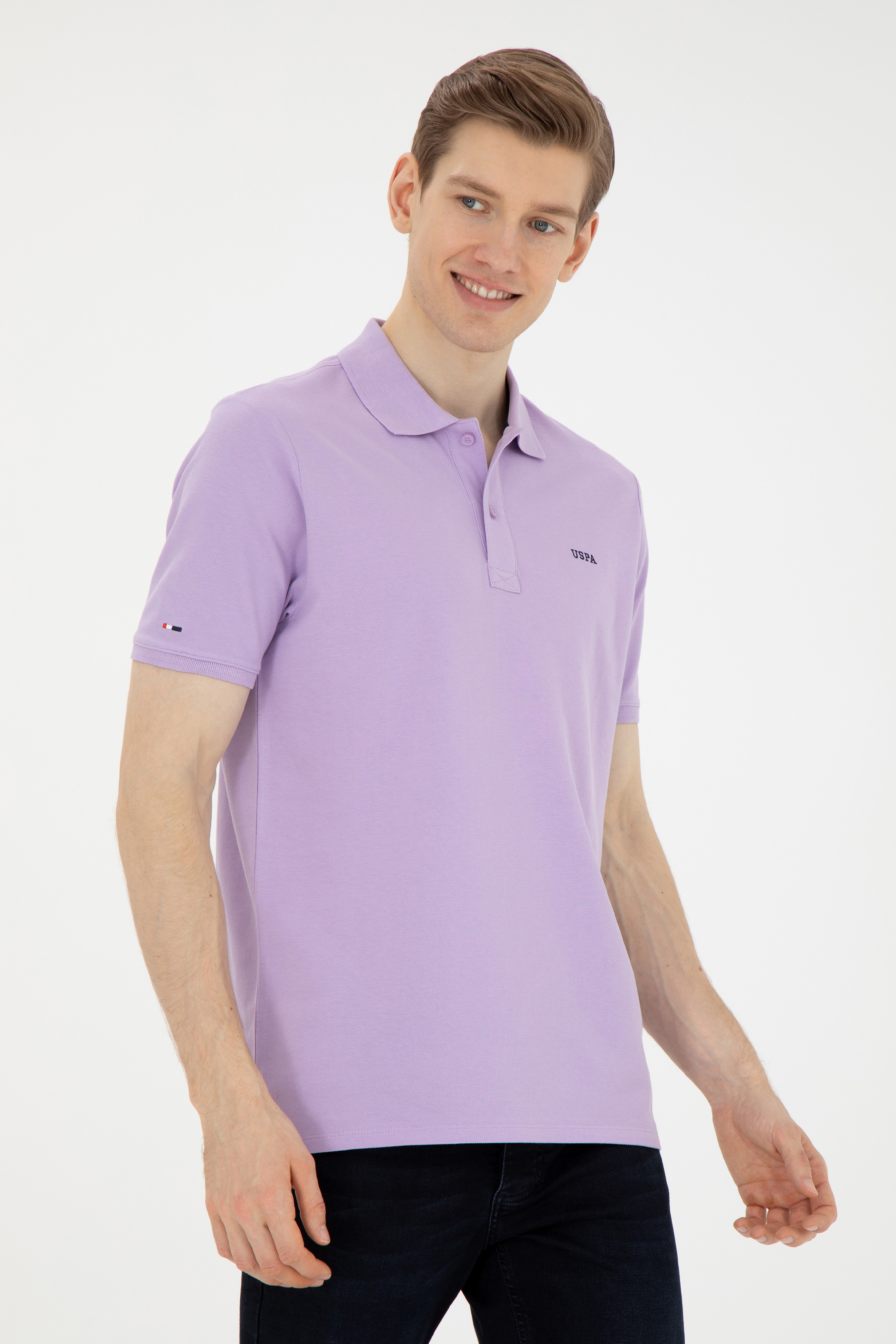 Erkek Lila Basic Tişört - Image 3