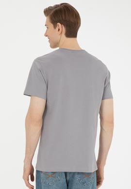 Erkek Regular Fit Bisiklet Yaka Koyu Gri Tişört - 50287048051