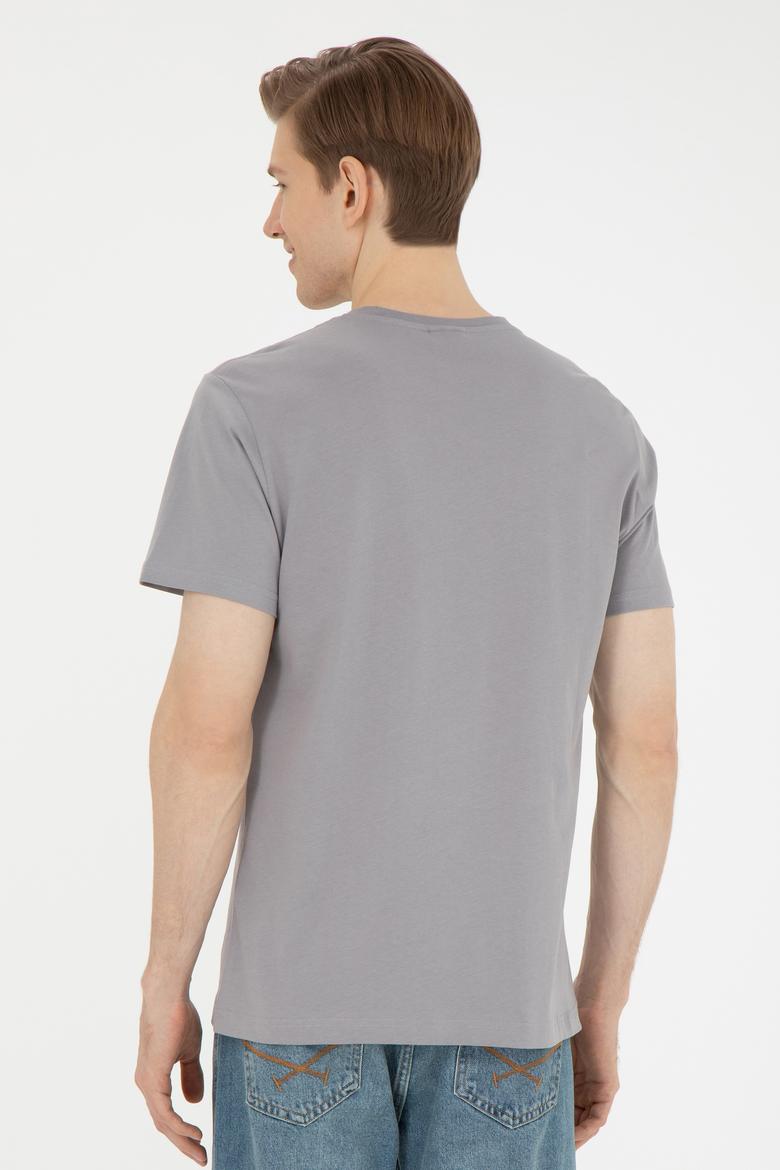 Erkek Regular Fit Bisiklet Yaka Koyu Gri Tişört - 50287048051