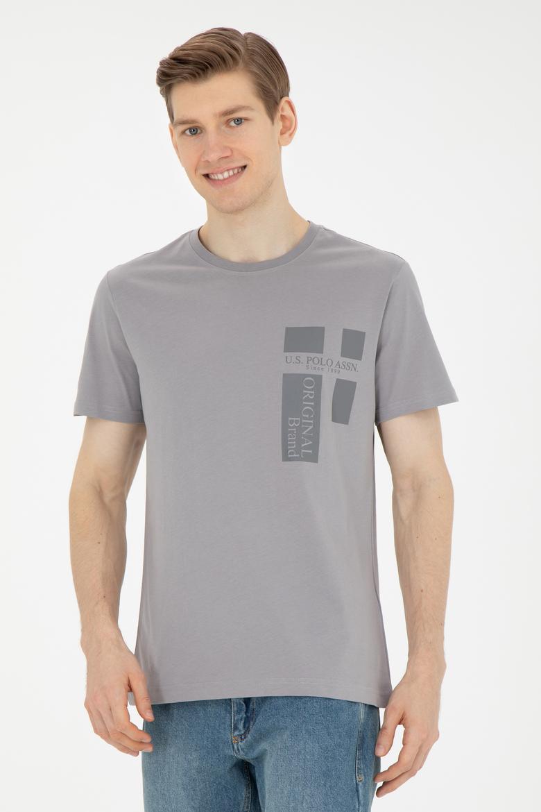 Erkek Regular Fit Bisiklet Yaka Koyu Gri Tişört