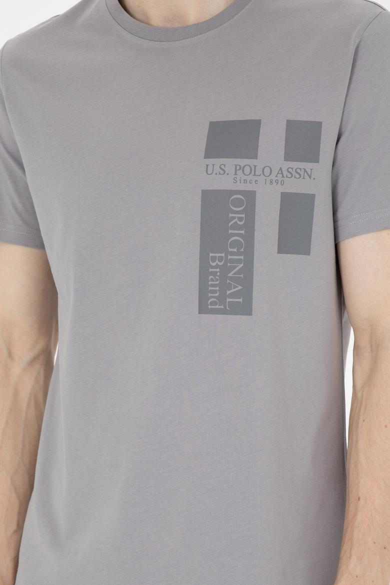 Erkek Regular Fit Bisiklet Yaka Koyu Gri Tişört - 50287048051