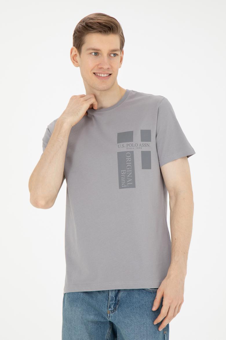 Erkek Regular Fit Bisiklet Yaka Koyu Gri Tişört - 50287048051