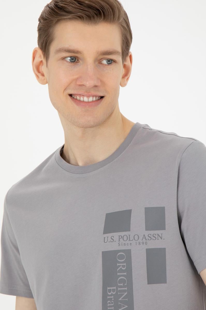 Erkek Regular Fit Bisiklet Yaka Koyu Gri Tişört