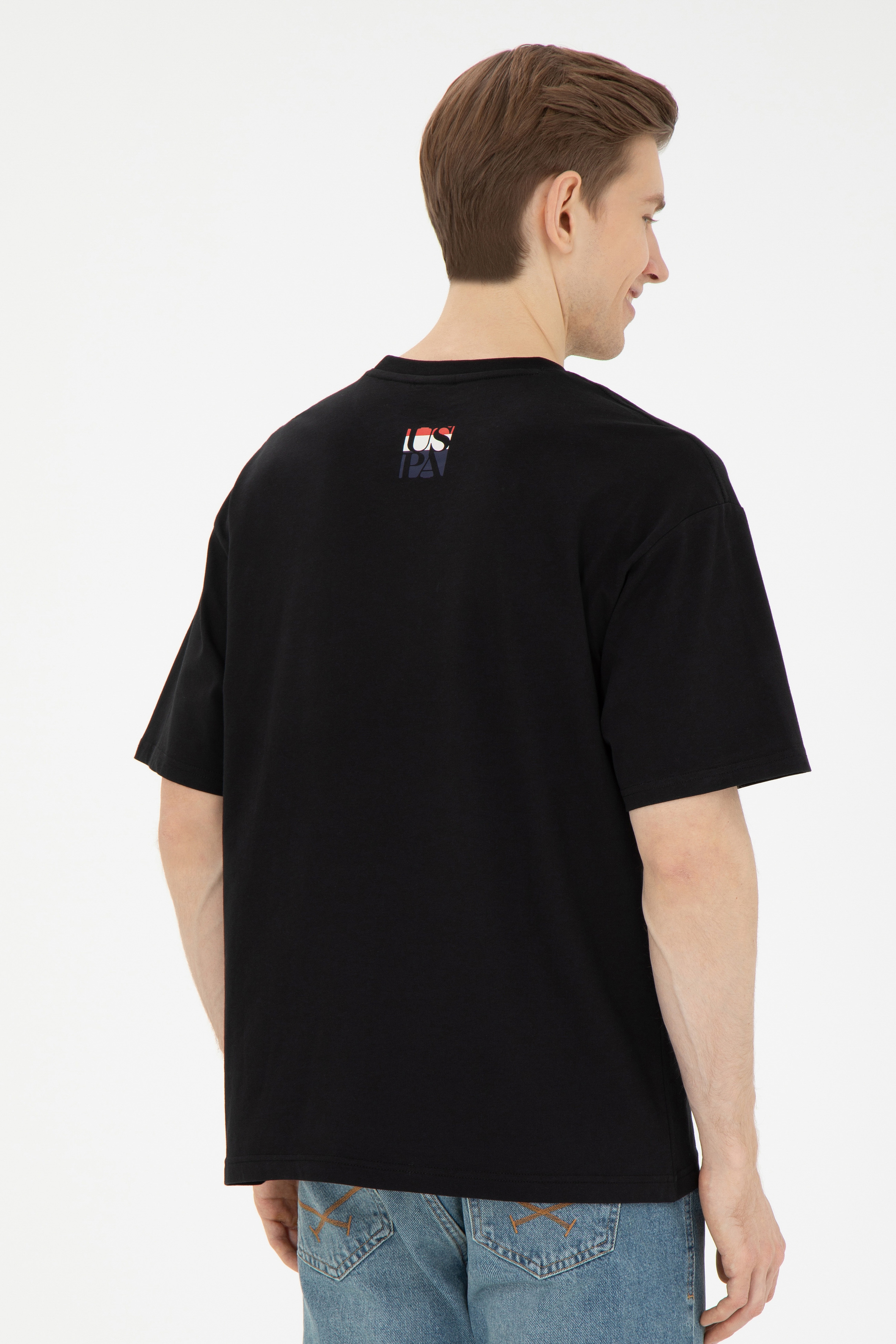 Erkek Comfort Fit Bisiklet Yaka Siyah Tişört - Image 3