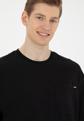 Erkek Comfort Fit Bisiklet Yaka Siyah Tişört - 50287062029