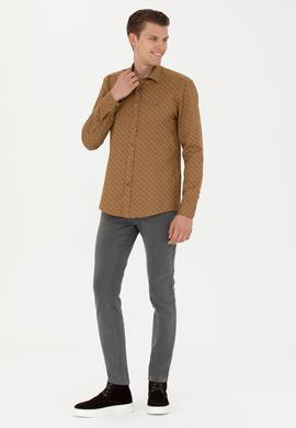 Erkek Açık Haki Uzun Kollu Gömlek - 50272715016