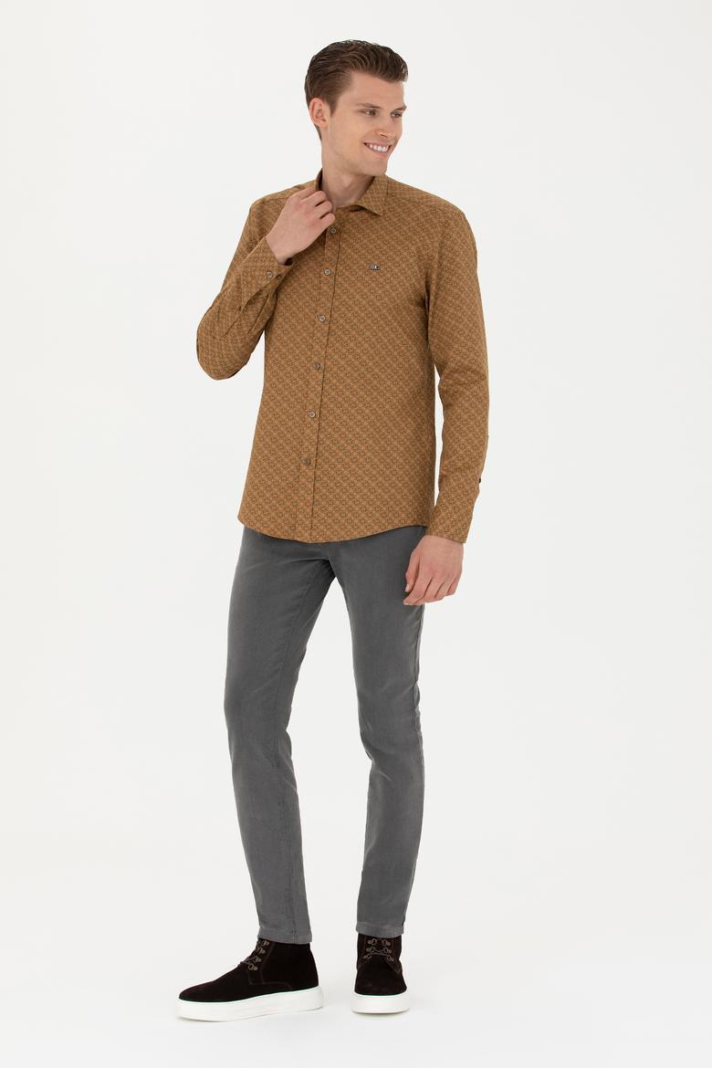 Erkek Açık Haki Uzun Kollu Gömlek - 50272715016