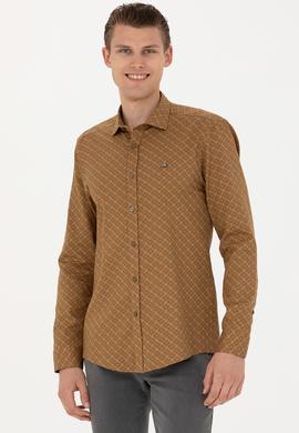 Erkek Açık Haki Uzun Kollu Gömlek - 50272715016