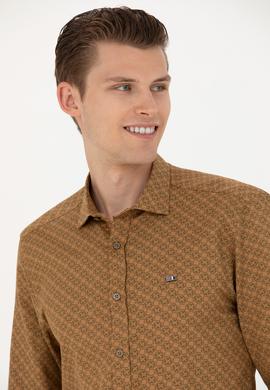 Erkek Açık Haki Uzun Kollu Gömlek - 50272715016