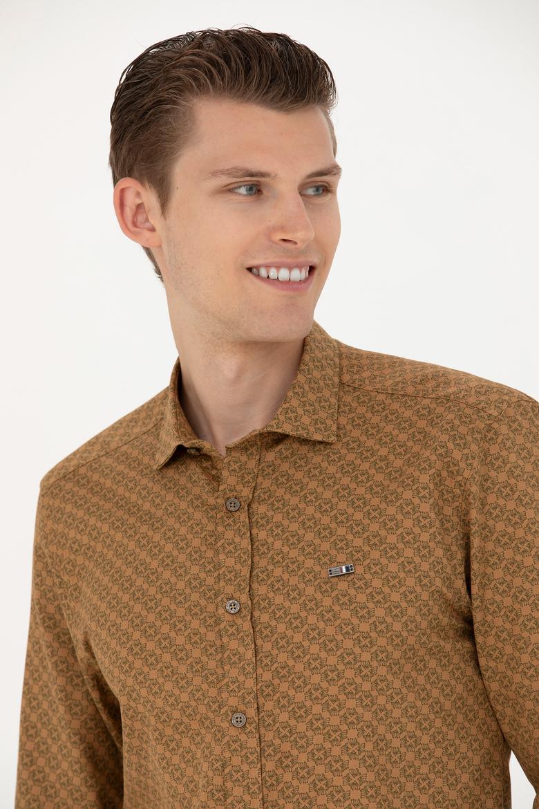 Erkek Açık Haki Uzun Kollu Gömlek - 50272715016