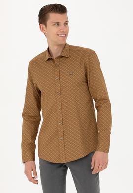 Erkek Açık Haki Uzun Kollu Gömlek - 50272715016