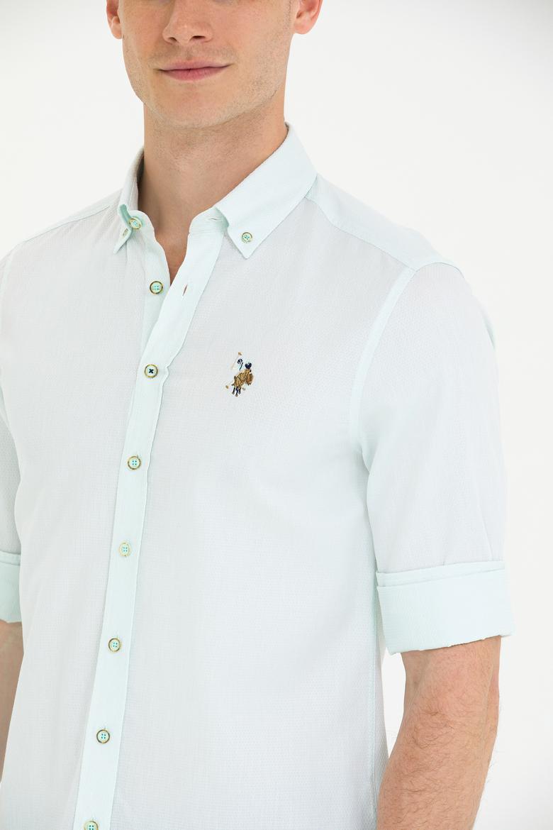 Erkek Su Yeşili Uzun Kollu Basic Gömlek - 50262977055