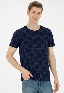 Erkek Regular Fit Bisiklet Yaka Lacivert Tişört - 50287069001