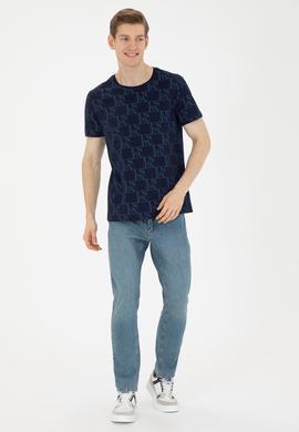 Erkek Regular Fit Bisiklet Yaka Lacivert Tişört - 50287069001