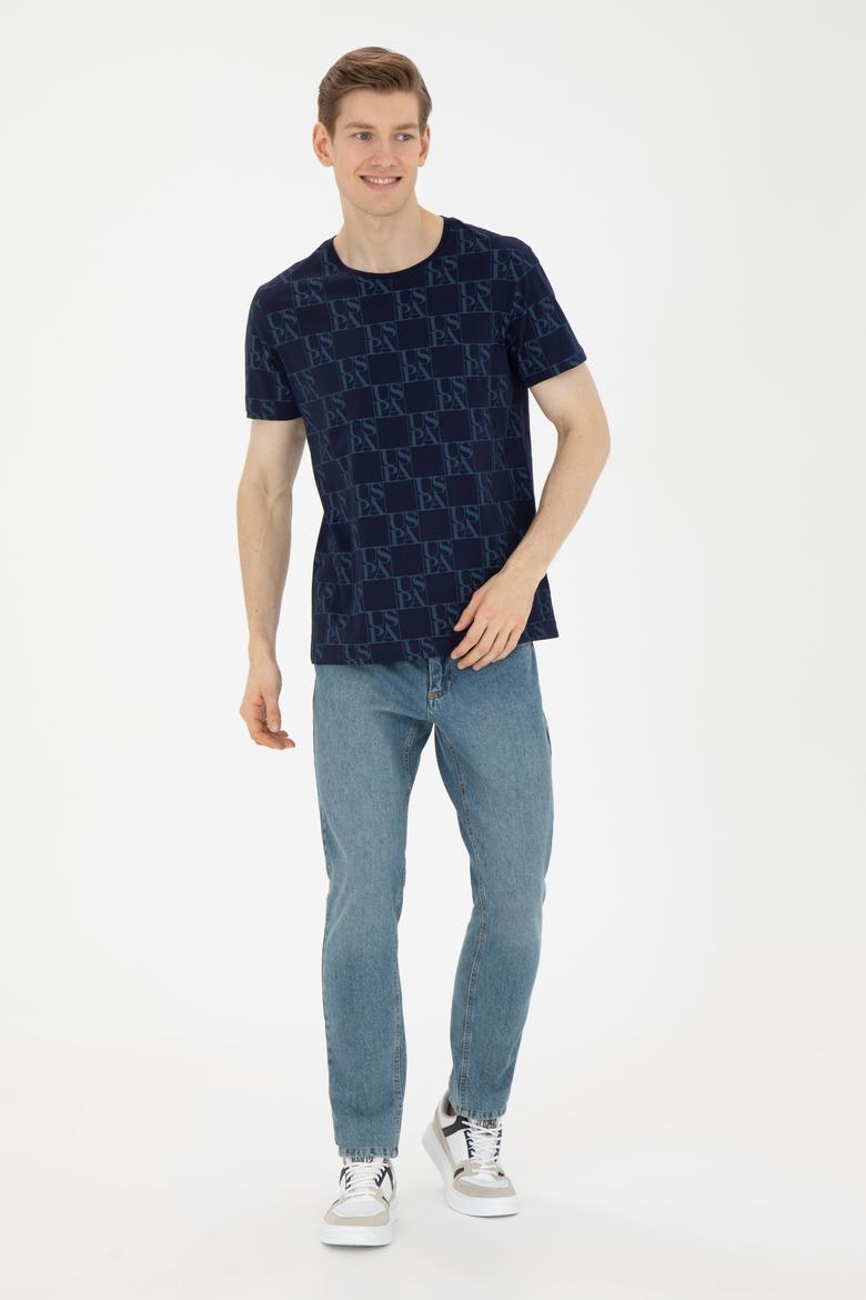 Erkek Regular Fit Bisiklet Yaka Lacivert Tişört - 50287069001