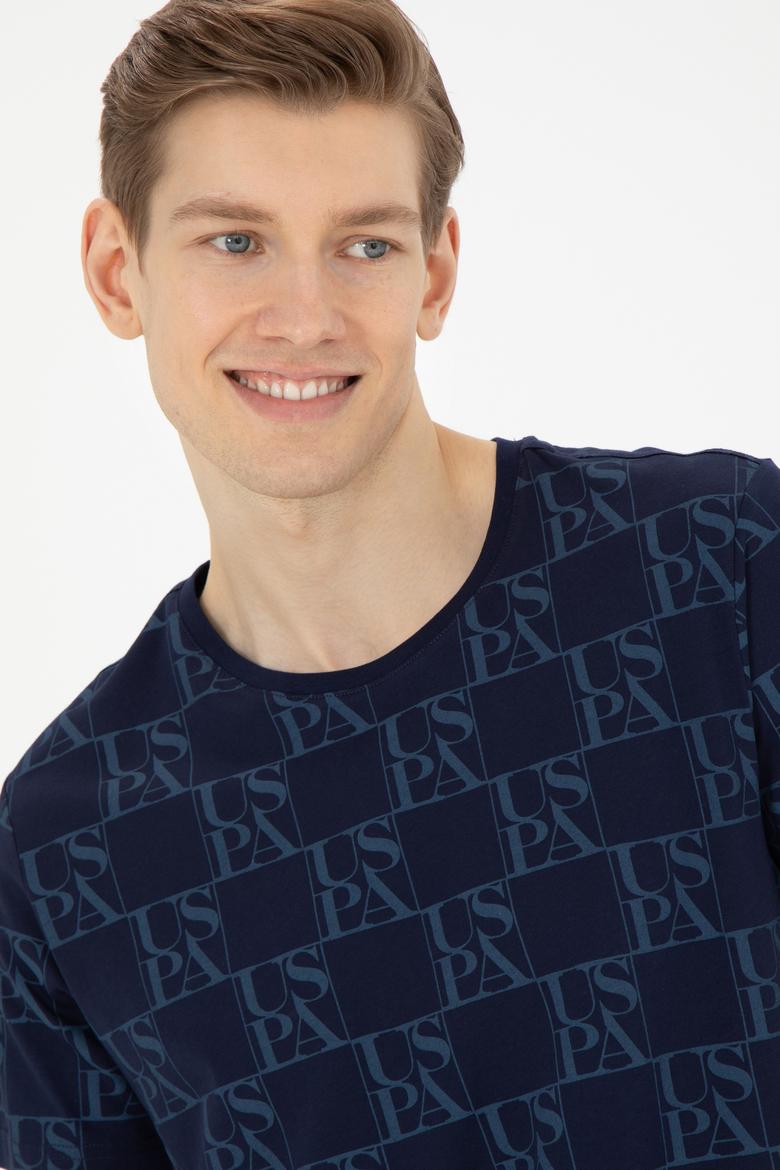 Erkek Regular Fit Bisiklet Yaka Lacivert Tişört - 50287069001