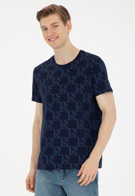 Erkek Regular Fit Bisiklet Yaka Lacivert Tişört - 50287069001